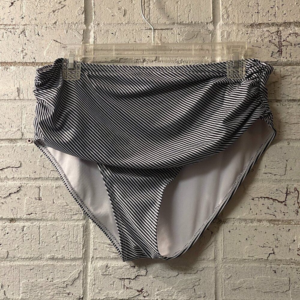 Black White Striped Bikini Bottom Plus Size Curvy XXXL